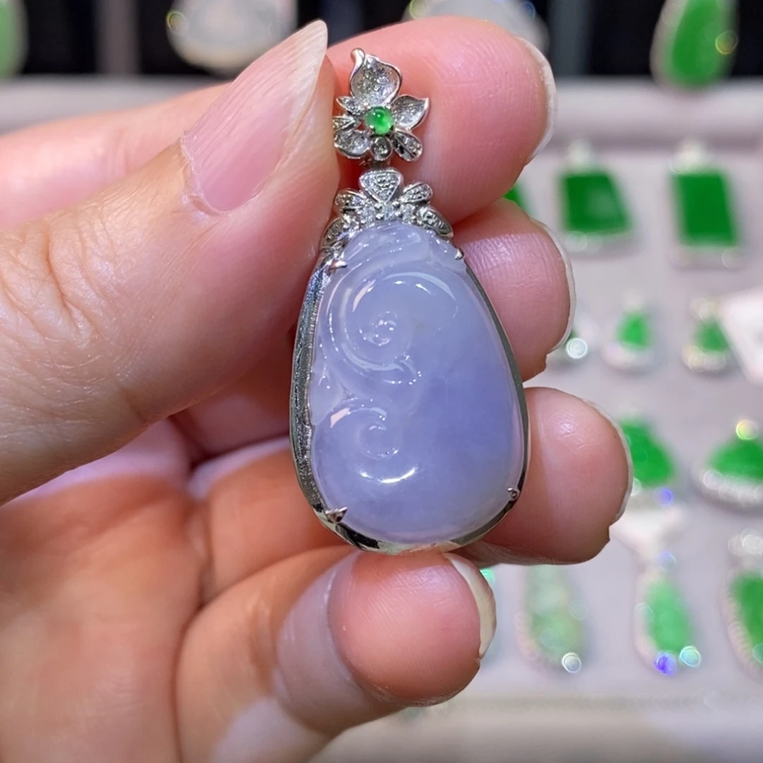 翡翠18K金镶嵌吊坠(不含链)