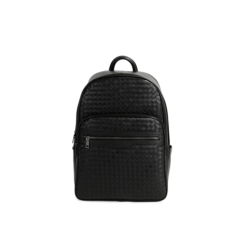 头层牛皮手工编织双肩包6768