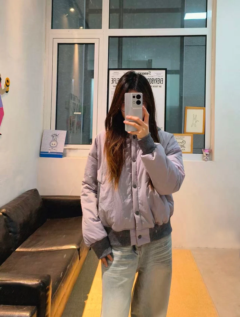 YD-韩系！em毛衣领棉服25秋冬新款韩版棉服上衣外套女