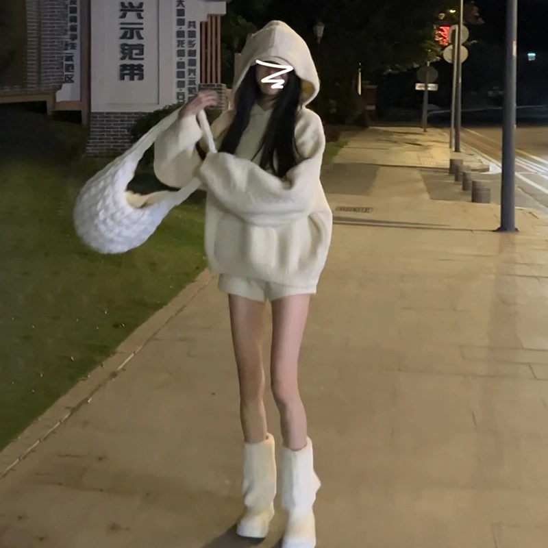 韩系穿搭毛衣针织短裤两件套女秋冬2025新款高级感小个子香风套装