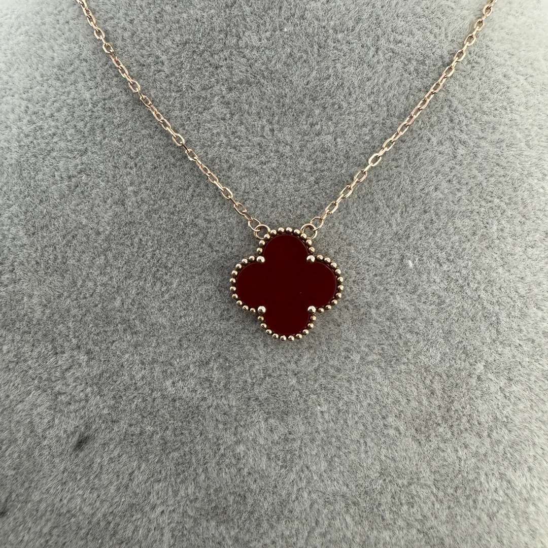 18K金红玛瑙15mm双耳套链 玫瑰金