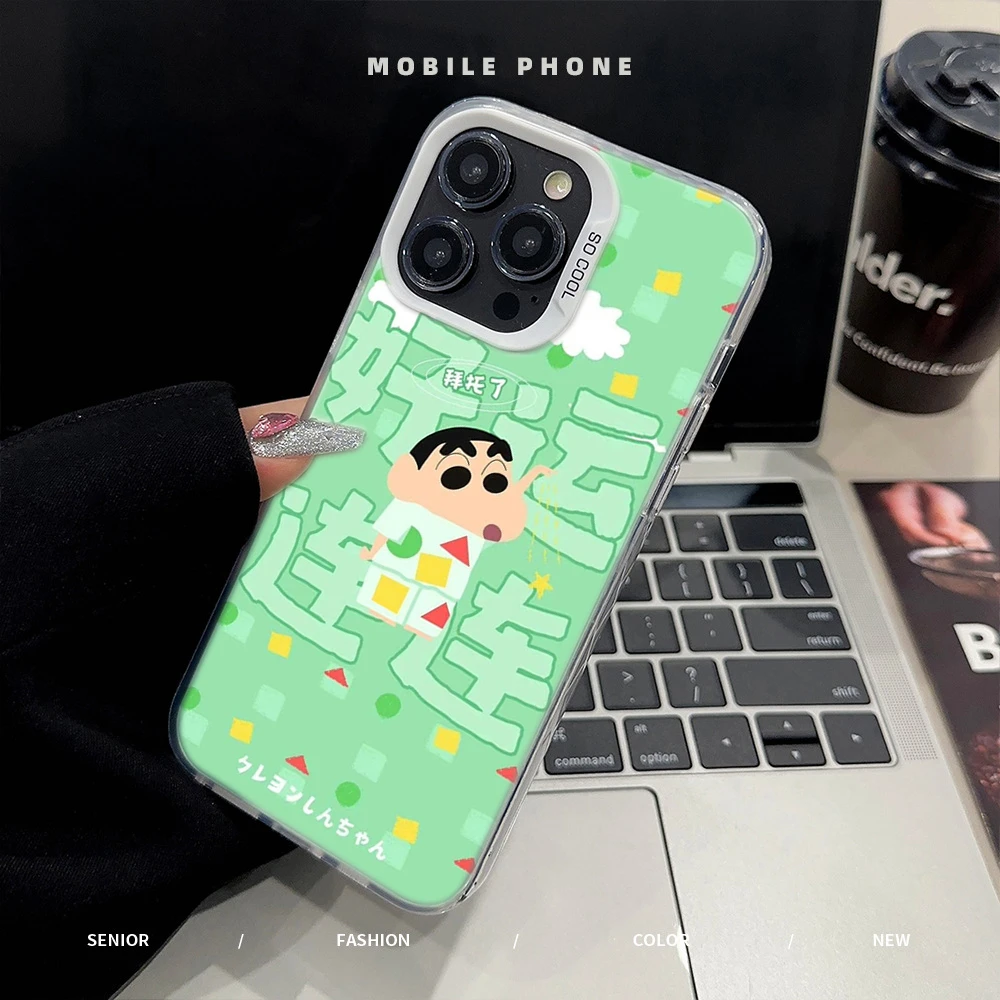 蜡笔小新好运年年彩银IMD手机壳适用iPhone16华为oppo小米vivo