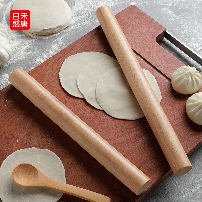 榉木实木擀面杖加粗家用饺子皮杆面棍大小号烘焙细压面棒不粘面