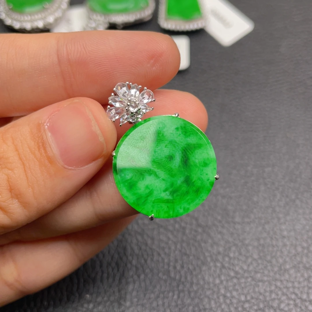 翡翠银S925镶嵌吊坠(不含链)