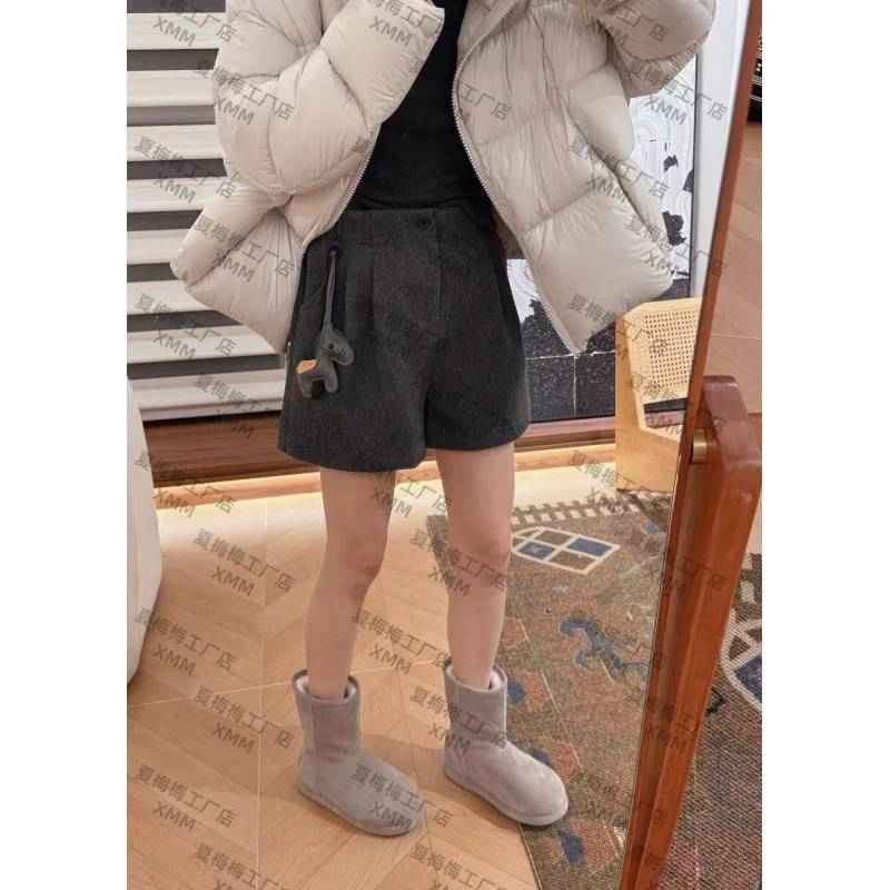 XMM.【毛呢松紧腰短裤】时尚百搭潮流显瘦洋气宽松休闲抽绳Mm661712