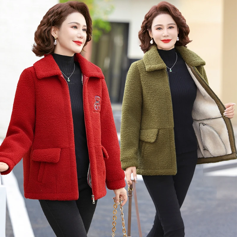 加绒时尚打底衫棉服马甲裤子妈妈棉袄2025新款洋气女士秋冬外套