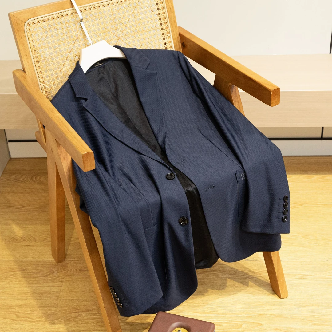 【品质单西】大码男士秋季暗纹提花薄款西服商务休闲西装外套弹力