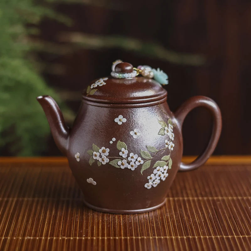 【坐饮亭竹】朱泥高士壶（观羽0282）