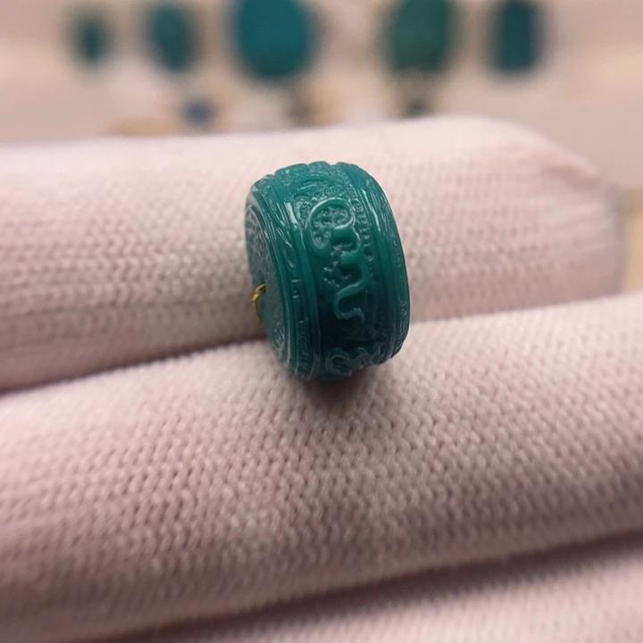 未镶嵌绿松石珠宝奇石六字箴言扣子14mmAA810