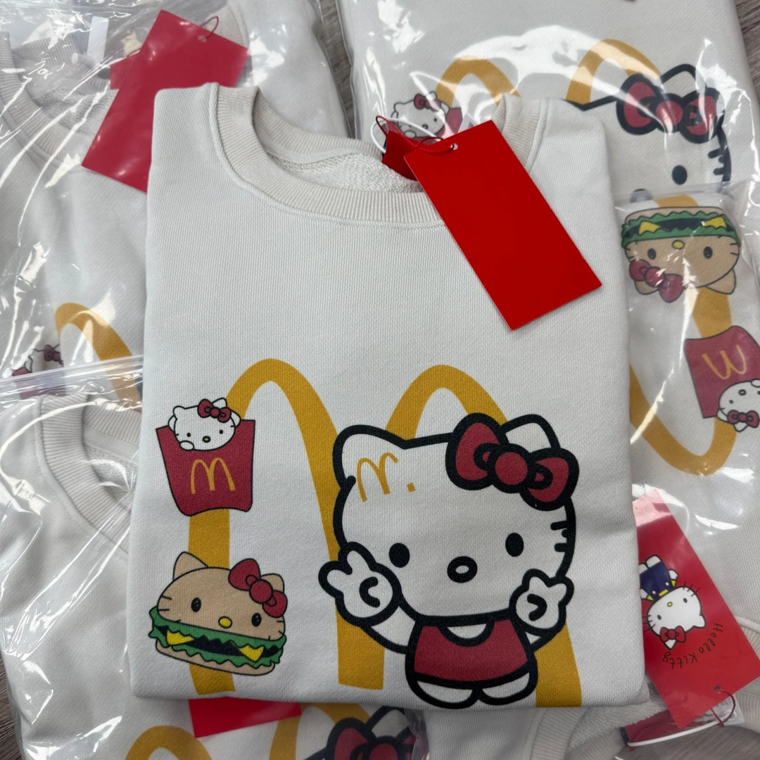 YD-韩系！m字母印花KT25秋季新款圆领毛圈上衣卫衣女