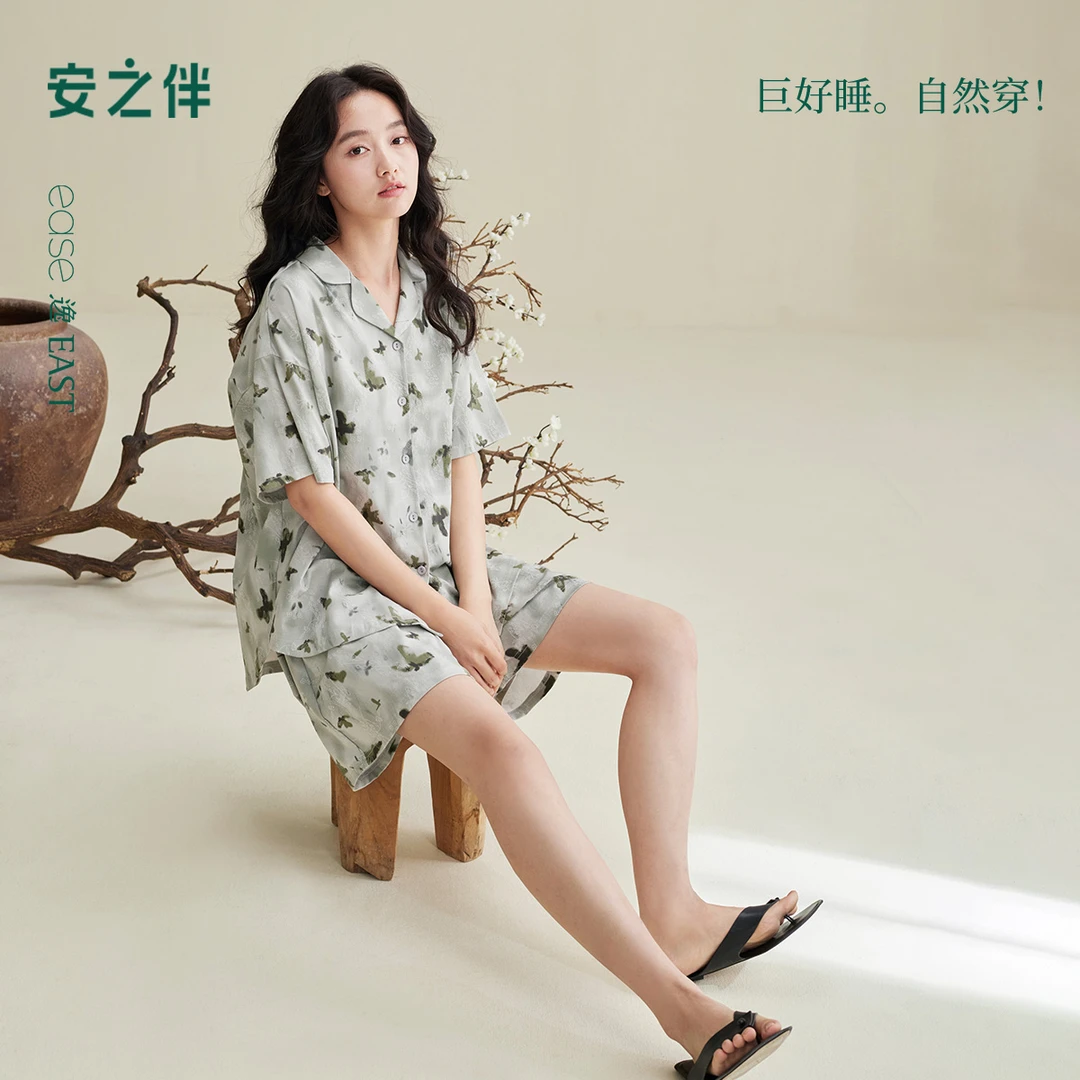 安之伴【逸系列】夏季复古睡衣女套装新中式女士家居服宽松可外穿