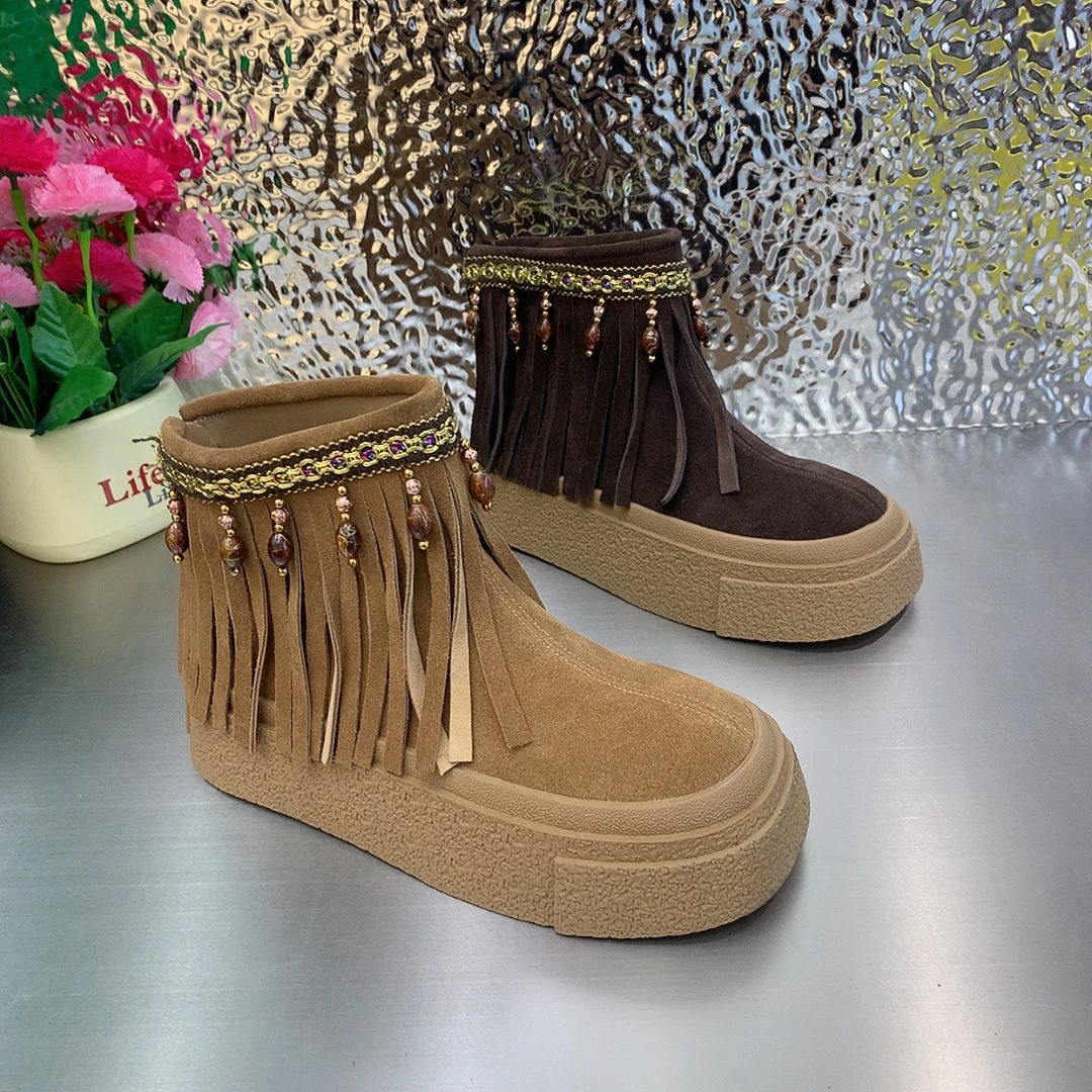 大金波哥大码女鞋40-43码韩版2233-10厚底3公分牛反绒切尔西短靴