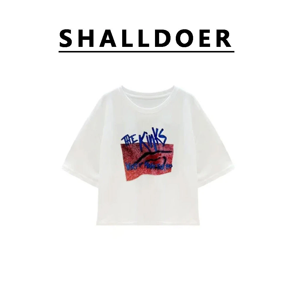 时尚气质显瘦上衣女2025年夏季新款潮流字母印花圆领百搭短袖T恤