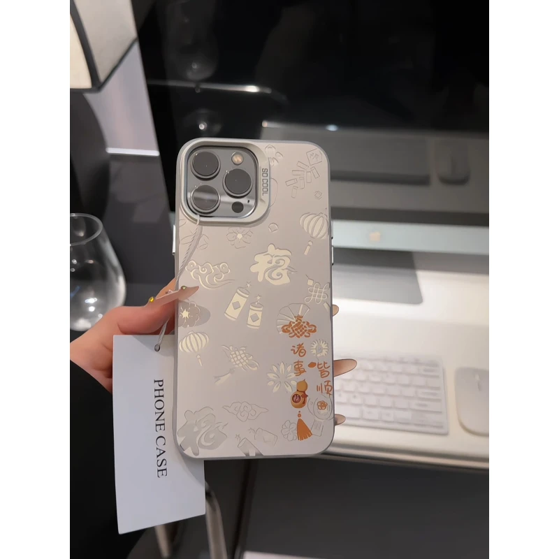 平安喜乐适用苹果17pro手机壳16promax彩银华为p80荣耀oppo小米15