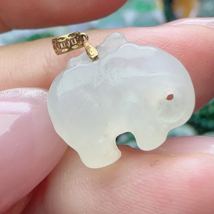 翡翠18K金镶嵌颈饰天然A货55