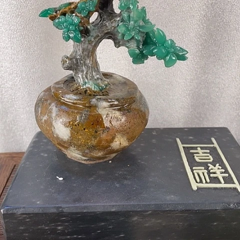 邦***下四川石雅安绿多肉摆件