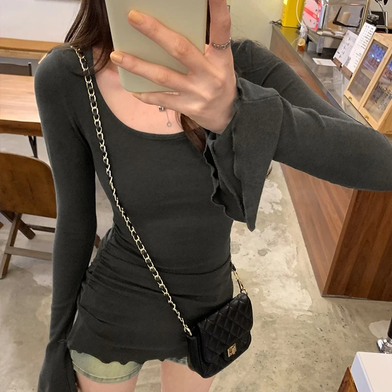 孕妇装春装2025新款大码长袖t恤春季修身高弹显瘦上衣打底衫秋冬