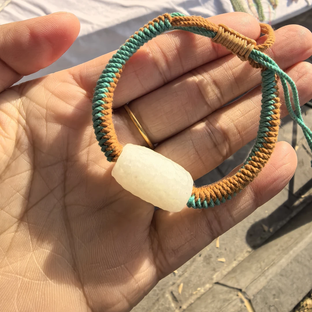 和田玉白玉，复古手工女士手串纯手工编织，福利款