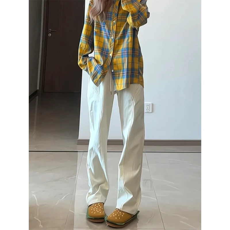 美式冰丝速干裤子男斜切三防防水软壳冲锋裤显腿细直筒修身微喇裤