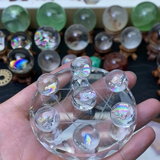 未镶嵌珠宝半成品水晶彩虹白水晶七星阵