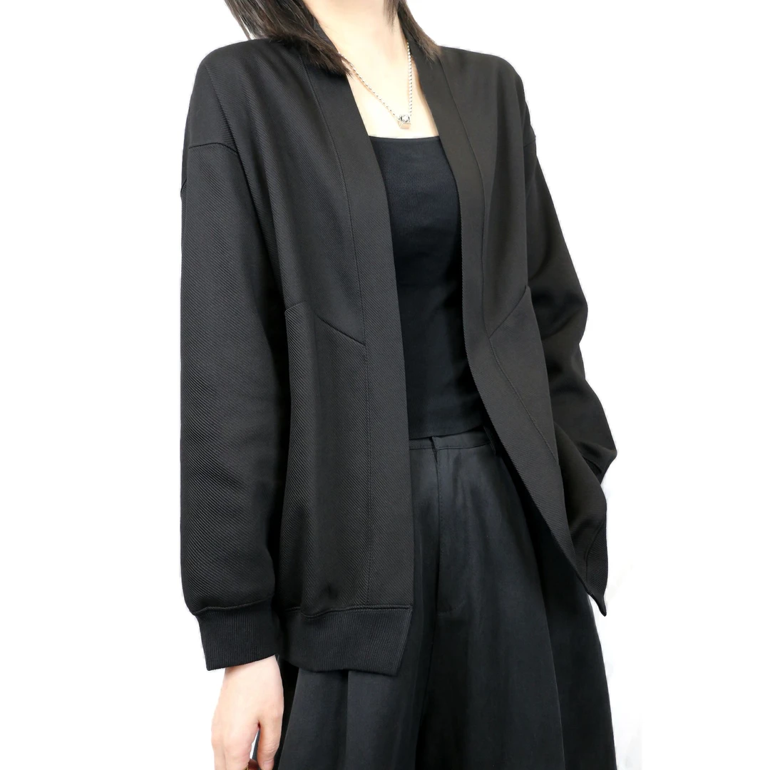 畅形CHECKLESS美式风简约休闲卫衣开衫女慵懒领显瘦宽松棉外套