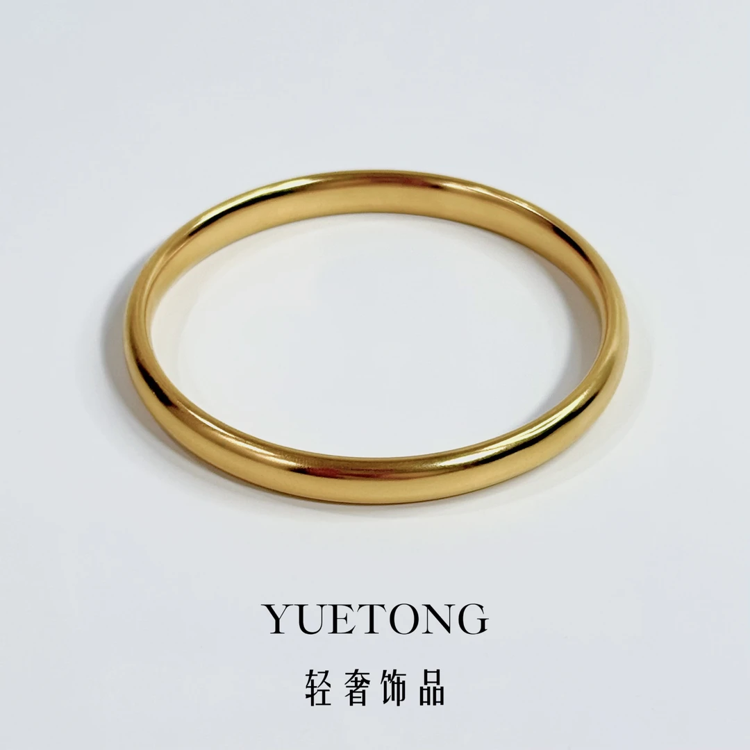 YUETONG 新中式复古经典大福泥鳅背手镯气质轻奢时尚百搭