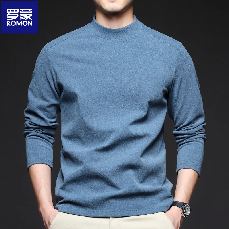 罗蒙徳绒长袖打底衫男士秋冬双面绒圆领长袖内搭T恤成熟痞帅男装