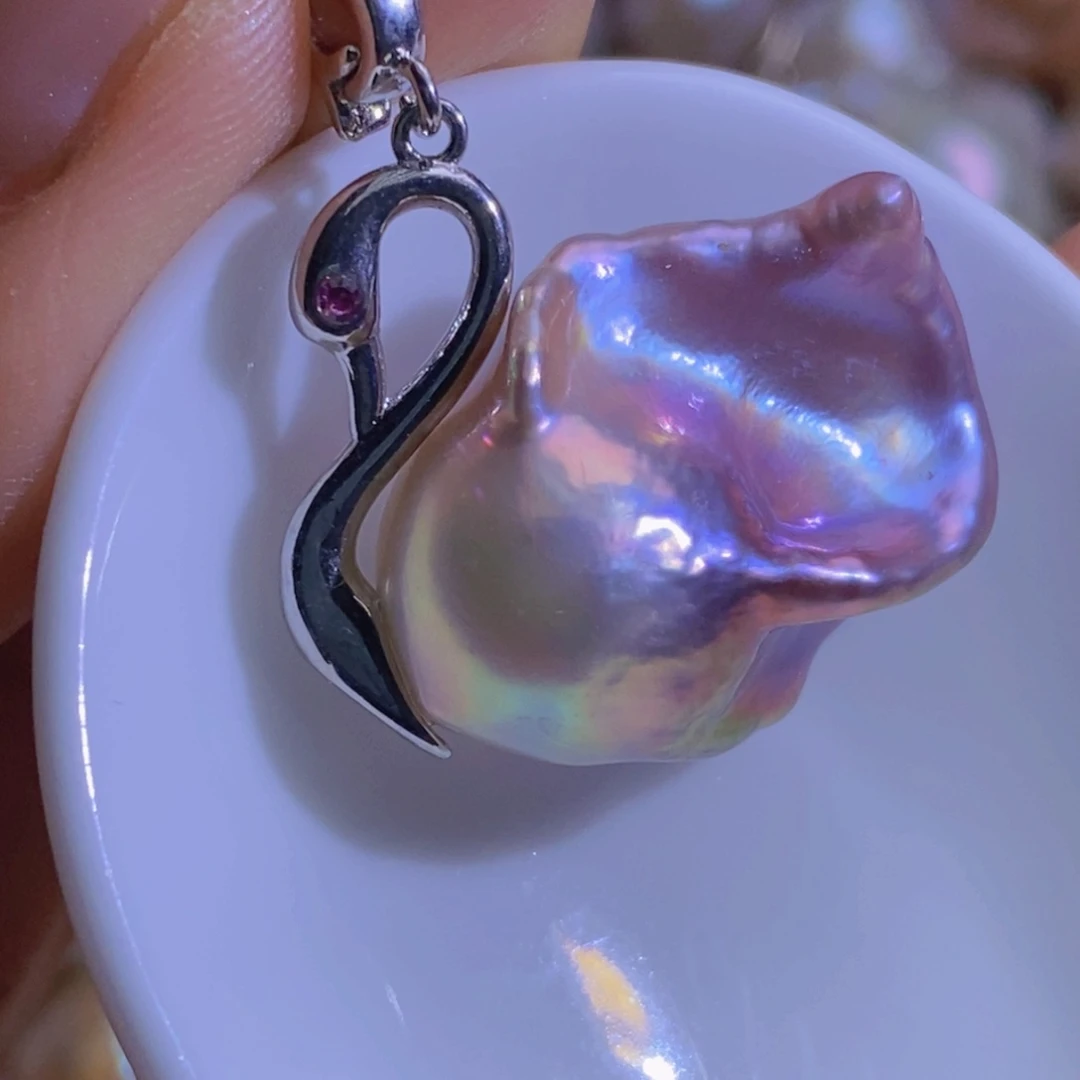 银S925镶嵌淡水珍珠微瑕