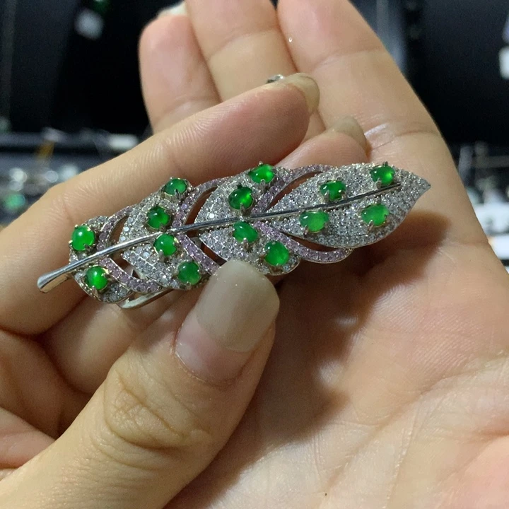 银S925镶嵌翡翠耳饰