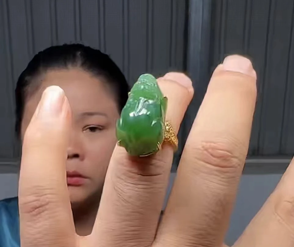 【胖】s925银和田玉戒指@k