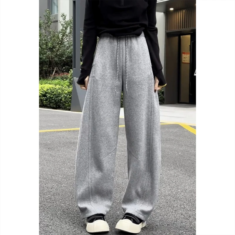 显瘦阔腿裤休闲裤子女2025年春季新款胖mm大码小个子弯刀裤哈伦裤