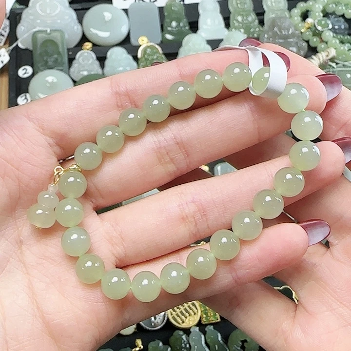 手串银S925镶嵌和田玉