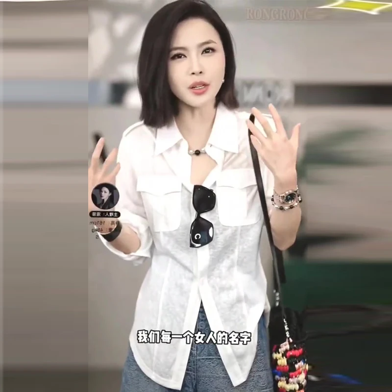 百搭薄款个性独特气质衬衫2025夏季新款淑女精致韩系休闲别致上衣