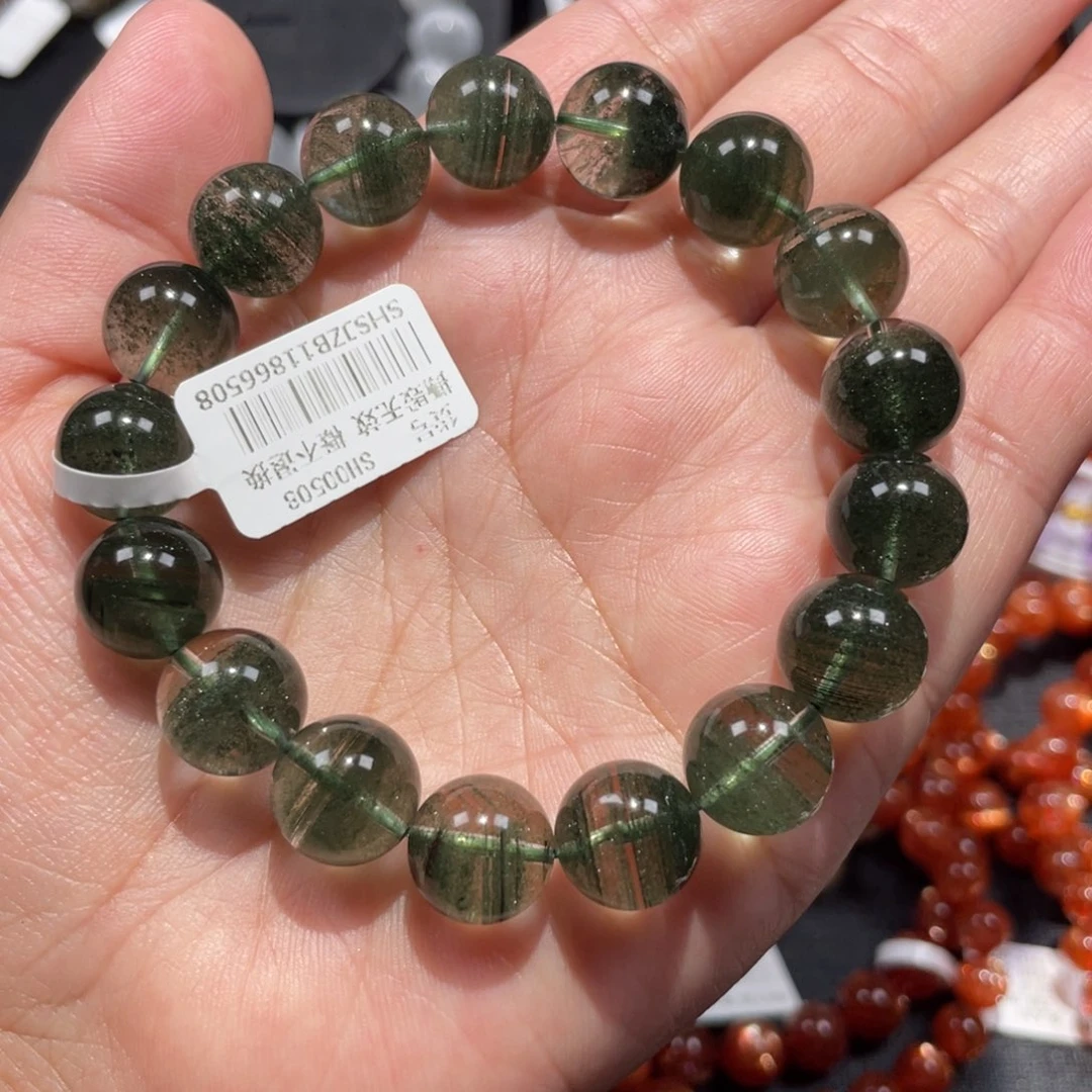 水晶手链未镶嵌绿幽灵千层12mm左右