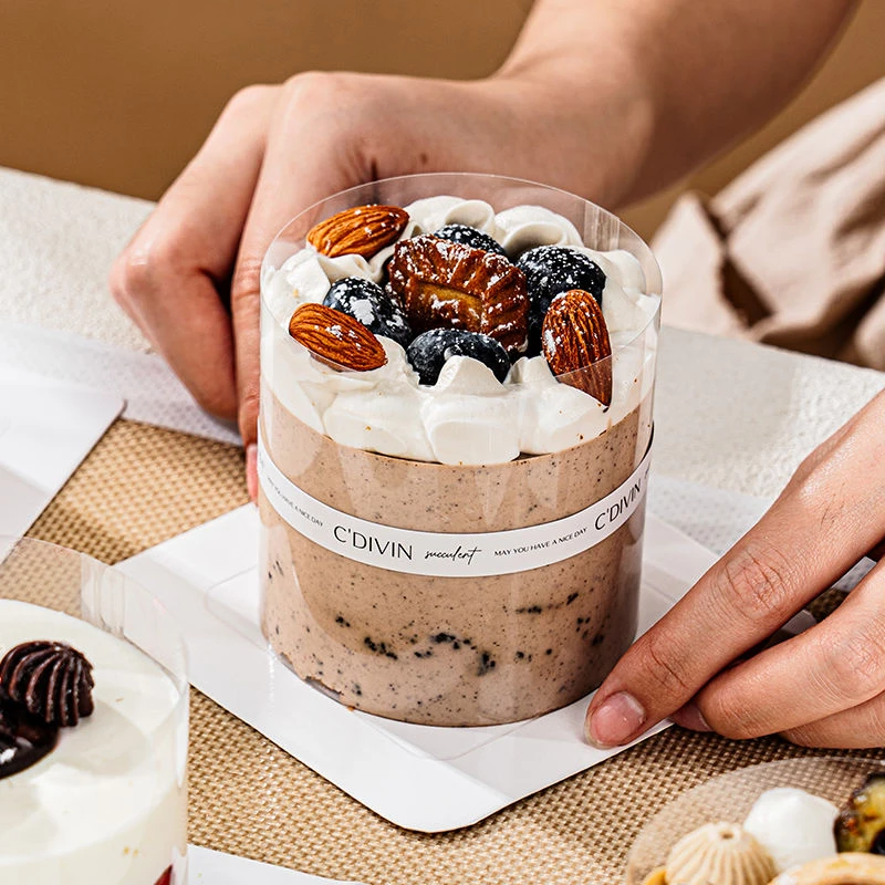 慕斯蛋糕自粘4寸围边透明硬圈6寸8烘焙生日塑料小包装纸装饰新款