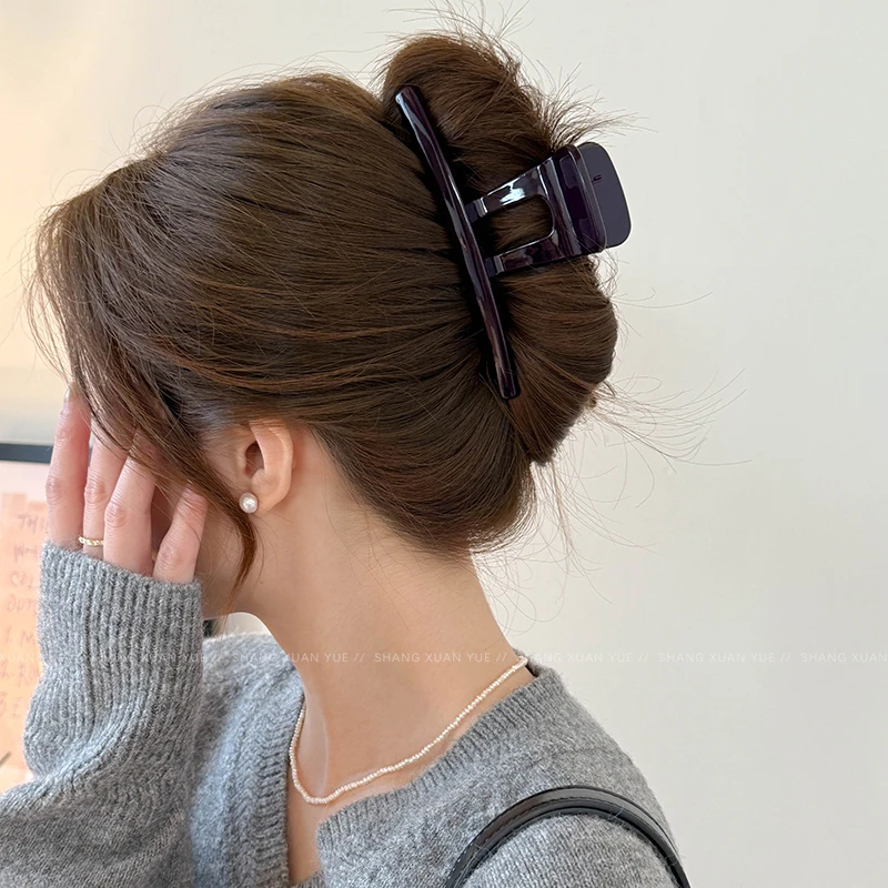 紫色大号发量多抓力强抓夹女高级感气质鲨鱼夹后脑勺发夹夹子发饰