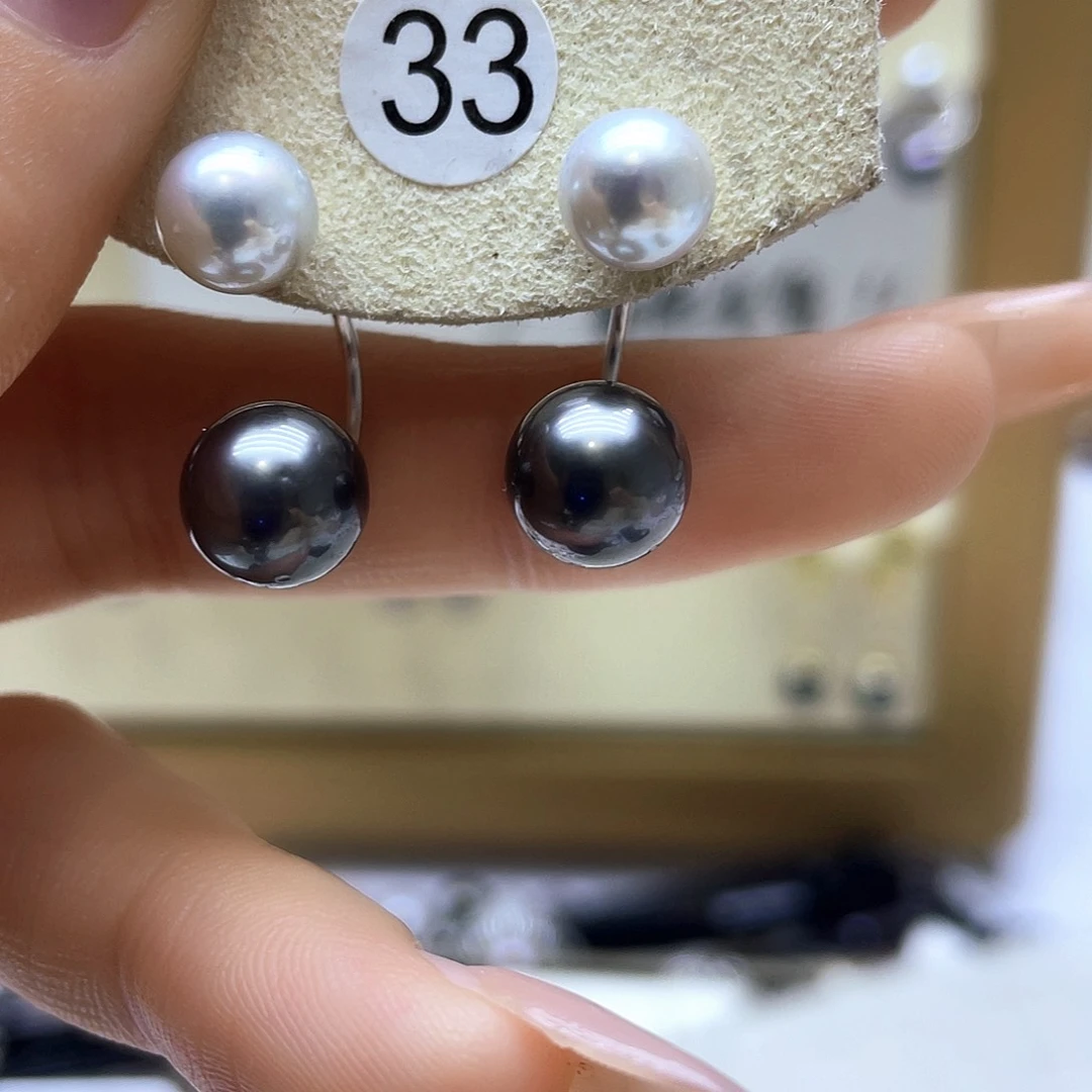 海水珍珠耳饰银S925镶嵌