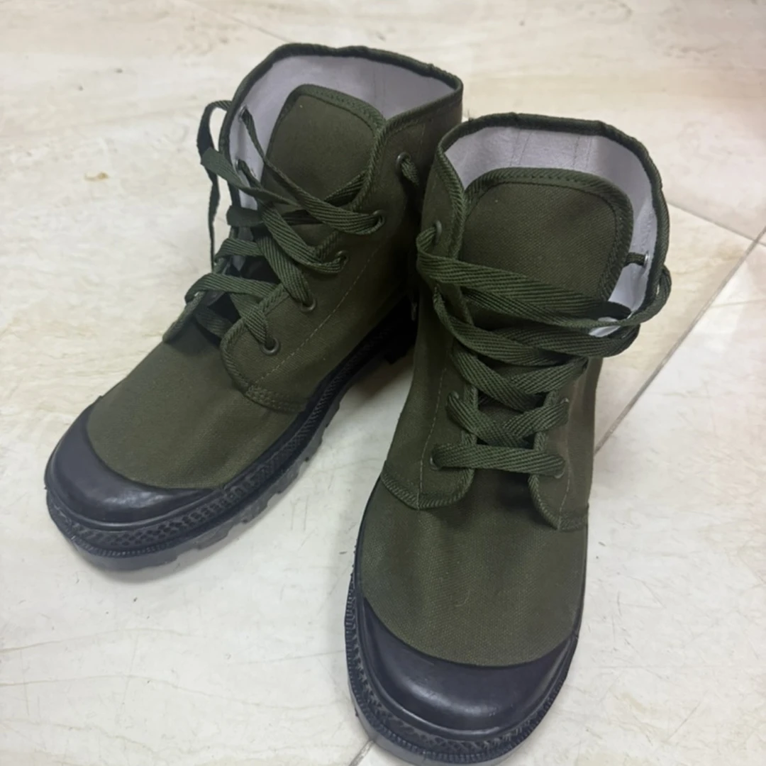 外贸军绿色高腰帆布鞋