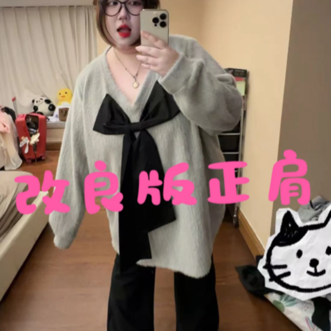 (改良版正肩)冬季新款蝴蝶结穿搭女上衣