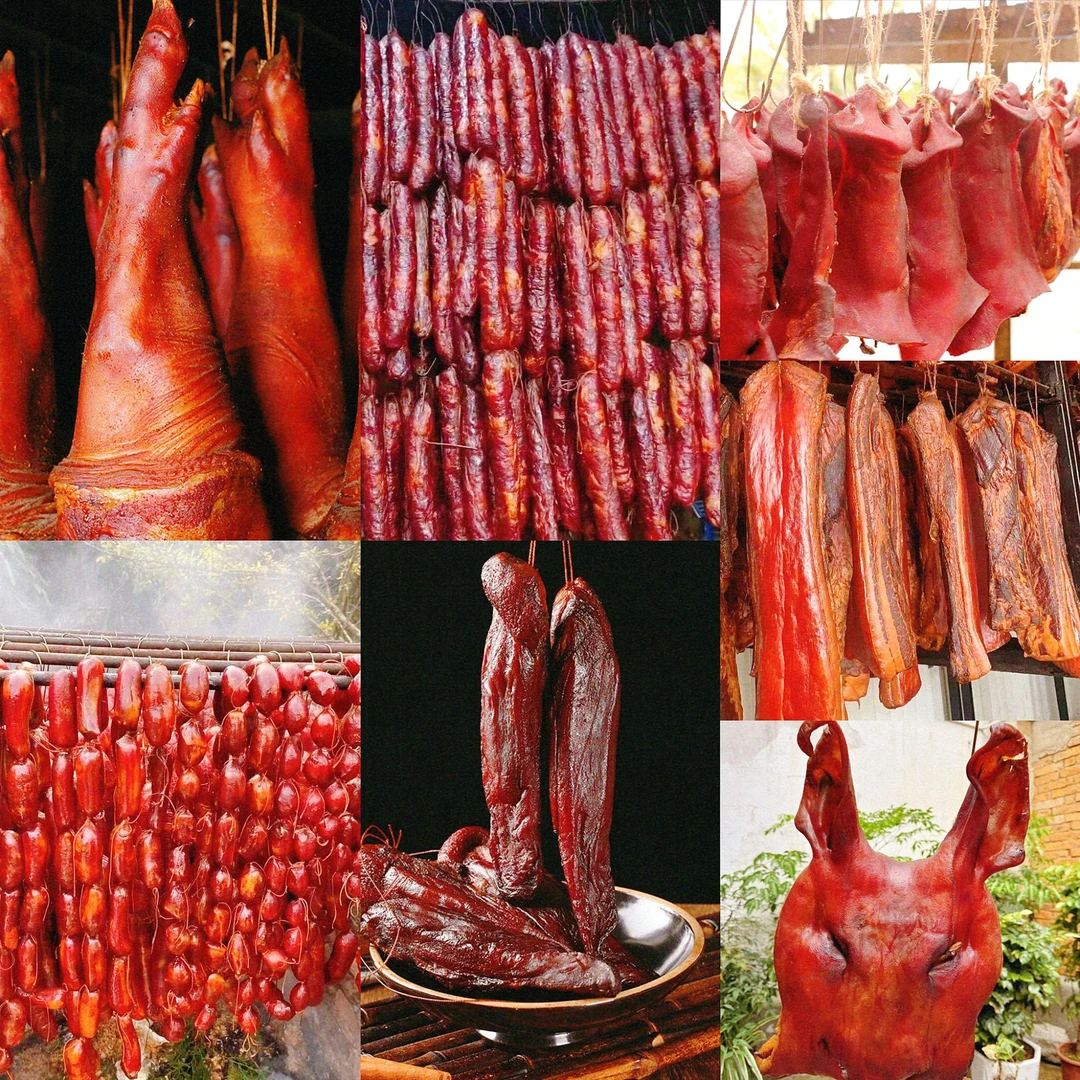 四川烟熏腊味现场称重