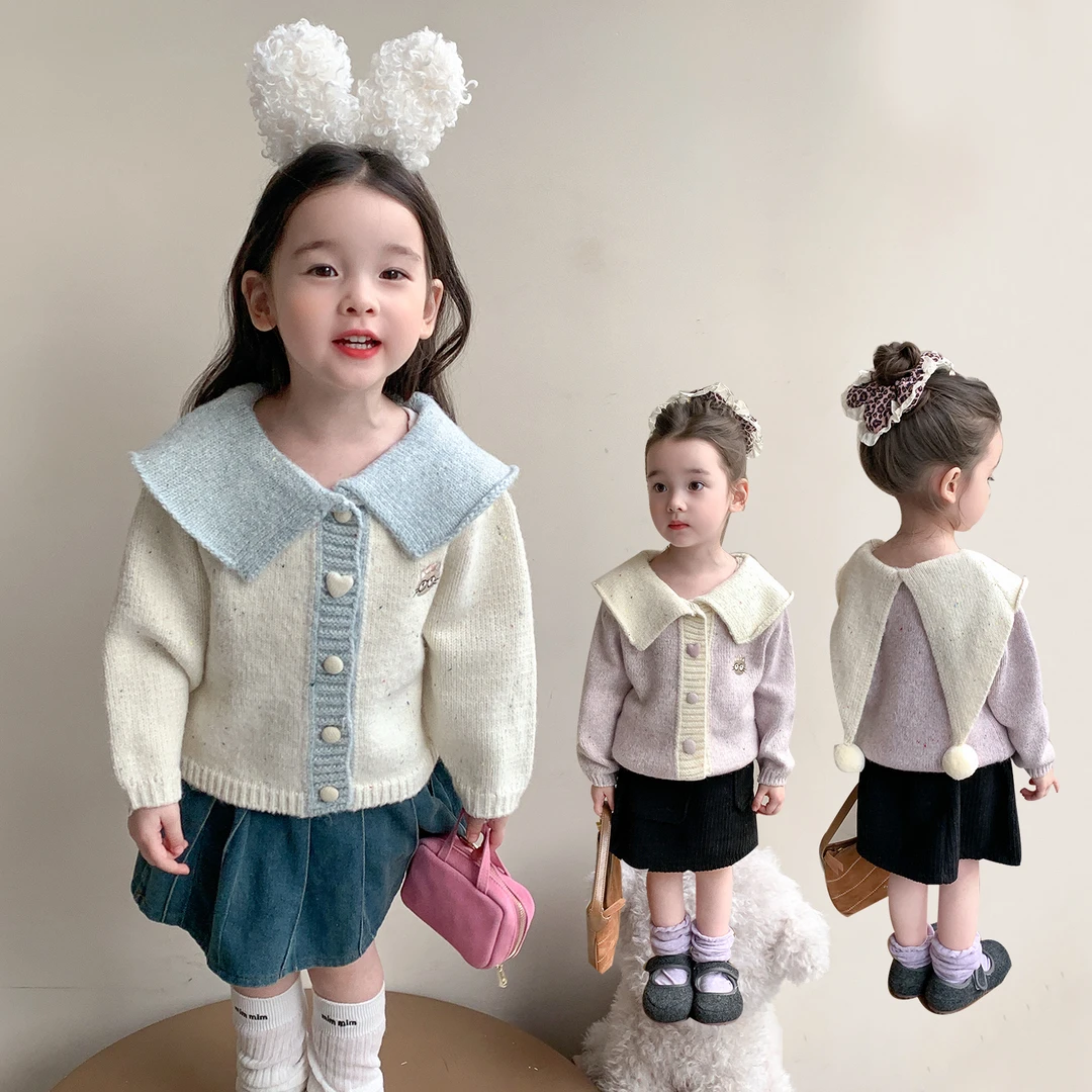 女童毛衣外套洋气甜美儿童针织开衫上衣小女孩宝宝春秋装2025新款