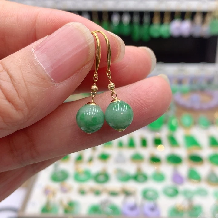 翡翠18K金镶嵌耳饰