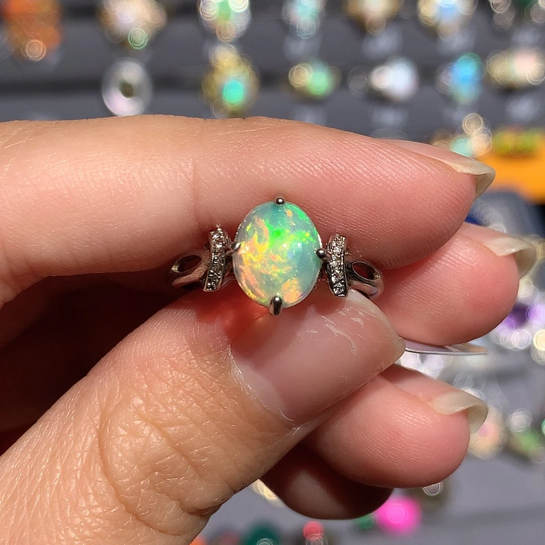 欧泊银S925镶嵌欧泊戒指y