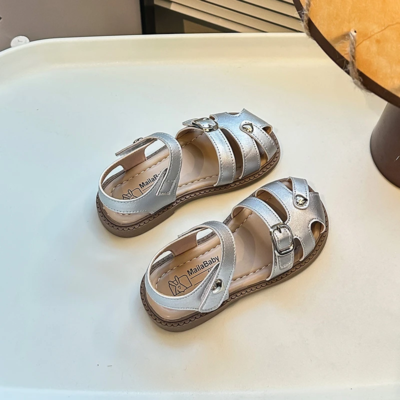 ABC女童包头百搭简约凉鞋2025夏季新款小童宝宝公主鞋洋气沙滩鞋