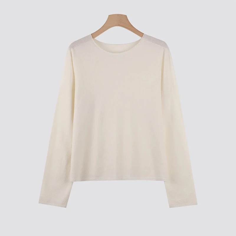 高级感白色拼接针织衫长袖女装早秋季2025新款上衣打底衫内搭毛衣