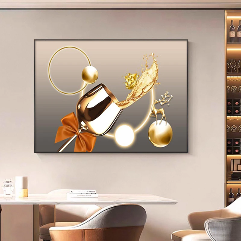 Z62餐厅装饰画现代简约饭厅挂画单幅酒杯餐桌玄关进门柜挂画福利