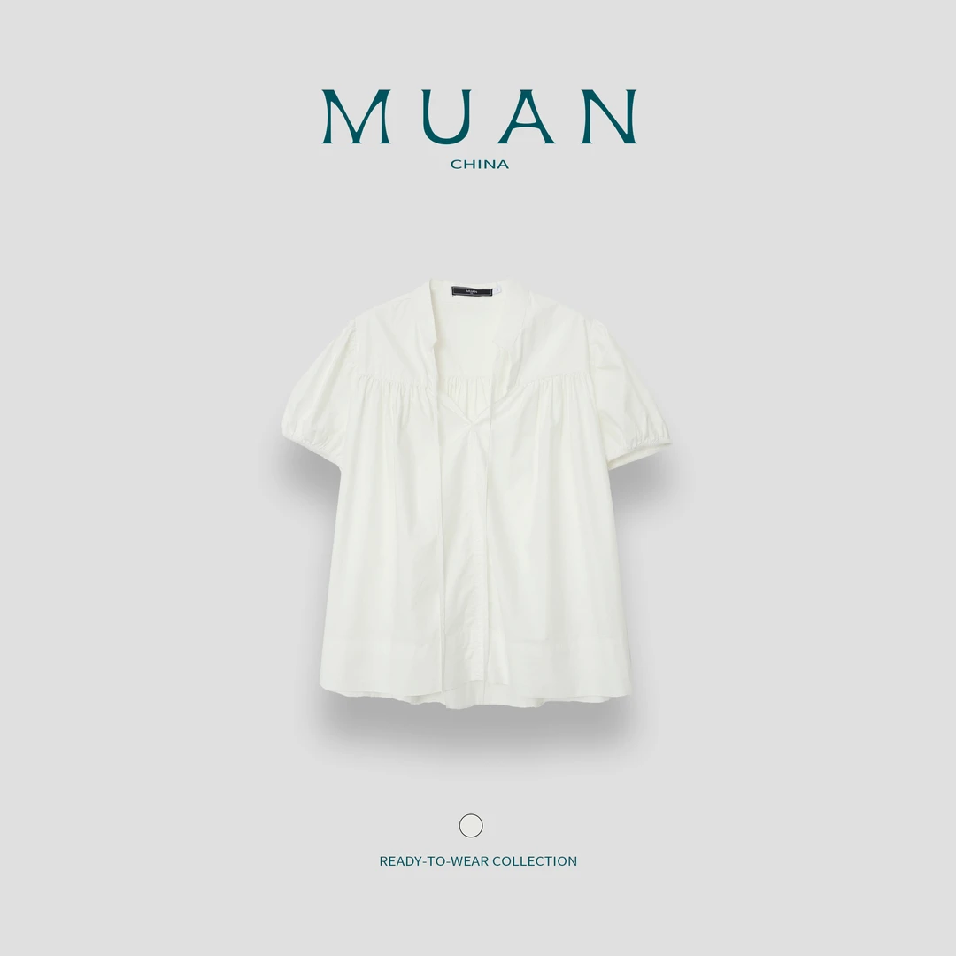 木岸MUAN：《贝儿衬衫》定制100棉宽松长袖衬衫短袖上衣女DS-6655