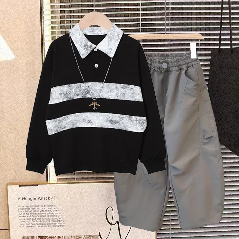 痞帅童装男童卫衣2025新款儿童春秋款帅气长袖polo衫上衣洋气潮酷