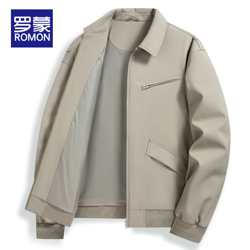 罗蒙春季男士夹克外套时尚百搭休闲上衣男款爆款2025简约翻领男装
