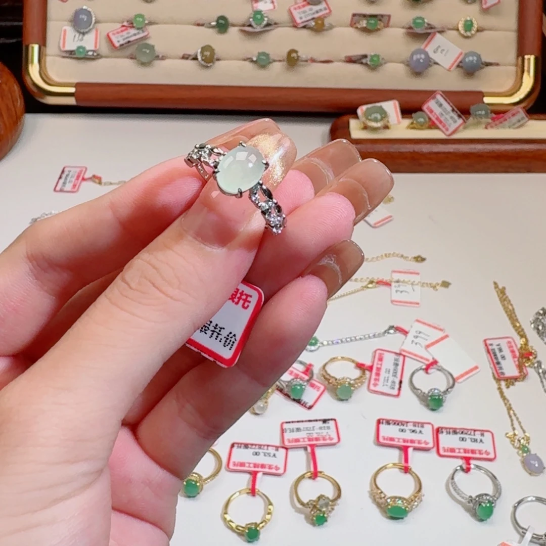 翡翠戒指银S925镶嵌